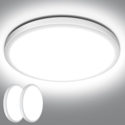 Lepro Deckenlampe 24W, IP44 Wasserfest Deckenleuchte,5000K 2400LM Badezimmer Lampe, Kaltweiß Deckenleuchte Badezimmer, ideal Badezimmerlampe Decke für Bad Schlafzimmer Wohnzimmer, Ø29.3cm, 2 Stücke