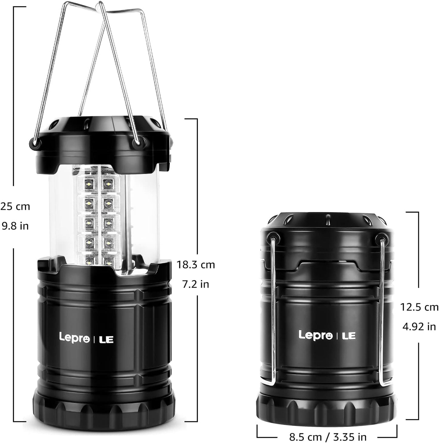 Lepro Camping Laterne, 2er Set 30 LEDs Batteriebetrieben Campinglampe, Faltbare Camping H?ngelampe, geeignet f¨¹r Angeln, Abenteuer, Wandern, Notfall, Ausf?lle usw, 2er Pack