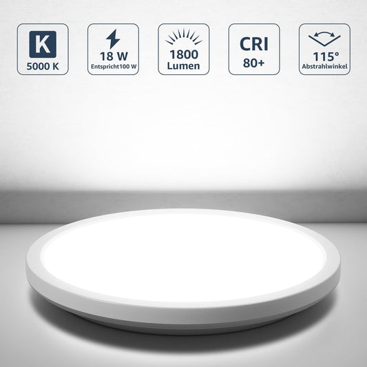 Lepro Deckenlampe 18W, IP44 Wasserfest Deckenleuchte,3000K 1800LM Badezimmer Lampe, Warmweiß Deckenleuchte Badezimmer, ideal Badezimmerlampe Decke für Bad Schlafzimmer Flur Küche Wohnzimmer, Ø22cm