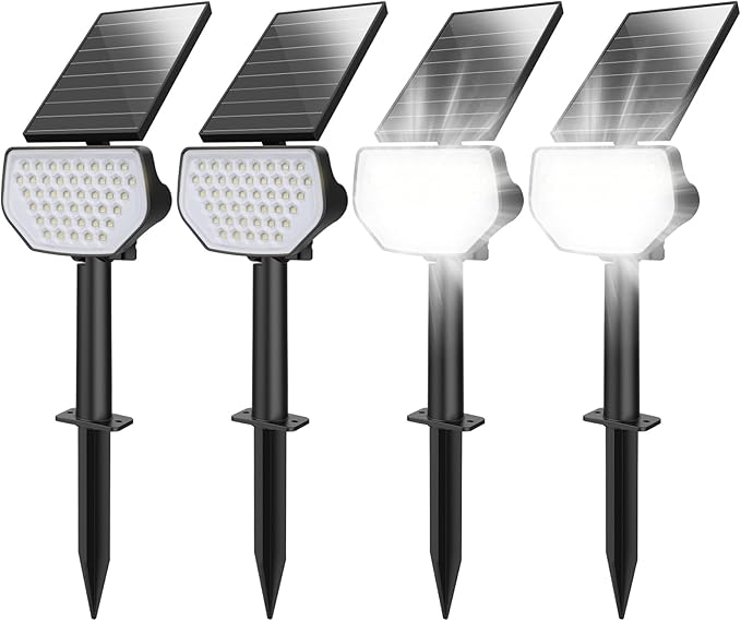 Lepro Solarlampen für Außen Garten, IP65 Solar Gartenleuchten mit Drehbaren Solar Panel, 2-in-1 Solarleuchten mit 2 Beleuchtungsmodi, 43LED Solar Strahler Wegeleuchten Aussen, 2 Stück, Kaltweiß