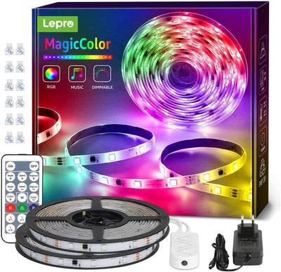 Lepro MagicColor LED Strip 10M(2x5M), 300 LEDs Streifen Dreamcolor, Lichterkette MagicColor, Musik Band mit Fernbedienung, Lichtband , Dimmbar Lichtleiste für Party Weihnachten Deko