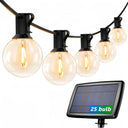 LE Solar Lichterkette mit G40 LED-Lampen für Außen, 7,62 m, 25 LEDs, USB aufladbar, 4 Modi, für Garten, Balkon, Hochzeit & Weihnachtsdeko, warmweiß