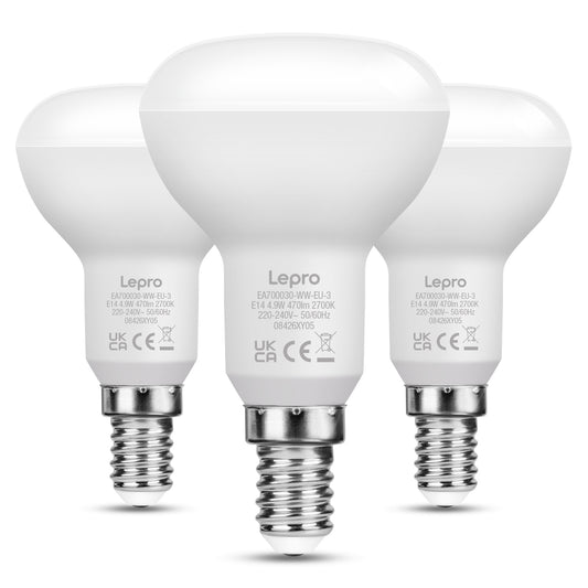 Lepro E14 LED Lampe 2700K Warmweiss, R50 4.9W 470 Lumen, 3 Stück | E14 led strahler R50 Glühlampe entspricht 40W Warmweiß Glühbirne, Reflektorlampe 120° Abstrahlwinkel Energiesparlampe