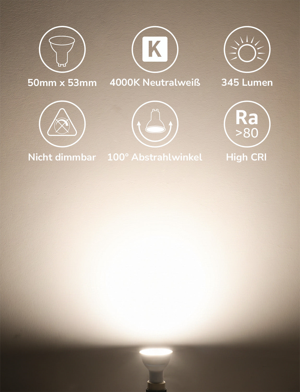 Lepro GU10 LED Neutralweiss Lampen, 4.5W 345lm Nicht Dimmbar, 10 Stück [Energieklasse F]