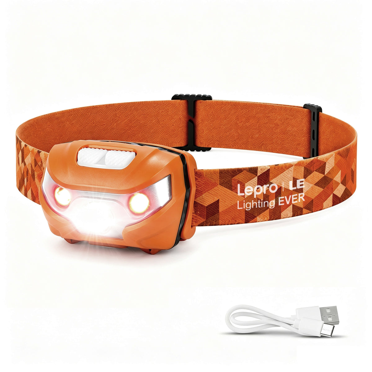 Lepro Stirnlampe LED Wiederaufladbar, USB C Kopflampe mit 5 Modi & Rotlicht [Energieklasse C]