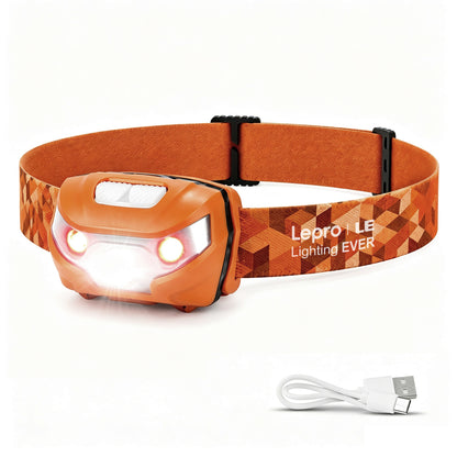 Lepro Stirnlampe LED Wiederaufladbar, USB C Kopflampe mit 5 Modi & Rotlicht [Energieklasse C]