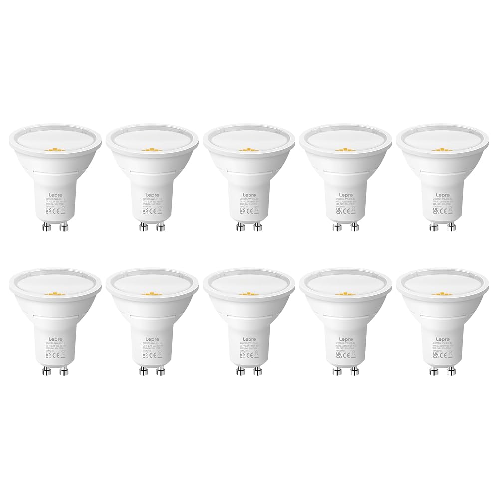 Lepro Energieklasse A GU10 LED Warmweiss Lampe, 3.3W 2700K Warmwei? 590 lm, Nicht Dimmbar, 100¡ã Abstrahlwinkel, Energiesparendes GU 10 LED Leuchtmittel f¨¹r Flur, Wohnzimmer, Schlafzimmer, 10 St¨¹ck