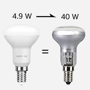 Lepro E14 LED Lampe, 4.9W 470 Lumen Glühbirne, entspricht 40W Glühlampe, 2700 Kelvin Warmweiß e14 led strahler, Reflektorlampe R50 120° Abstrahlwinkel Energiesparlampe, 5 Stück