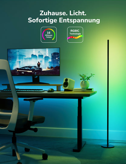 Lepro AI Smart Stehlampe Wohnzimmer OE1, Stehlampe Dimmbar, Sprachsteuerung/Musik Sync/DIY, Personalisierter KI-Lichtdesigner, Kompatibel mit Alexa/Google, 16 Millionen Farben