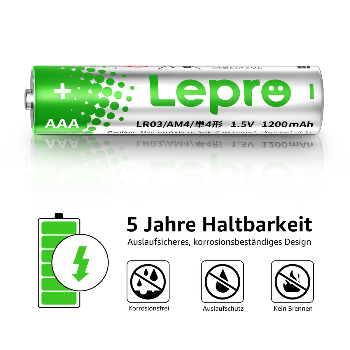 Lepro AAA Batterien, 12 Stück, Alkaline Batterie AAA mit 1.5V - Langlebig, Leistungsstark & Auslaufsicher, Ideal für Fernbedienungen, Spielzeug, Uhren, Taschenlampe UVM