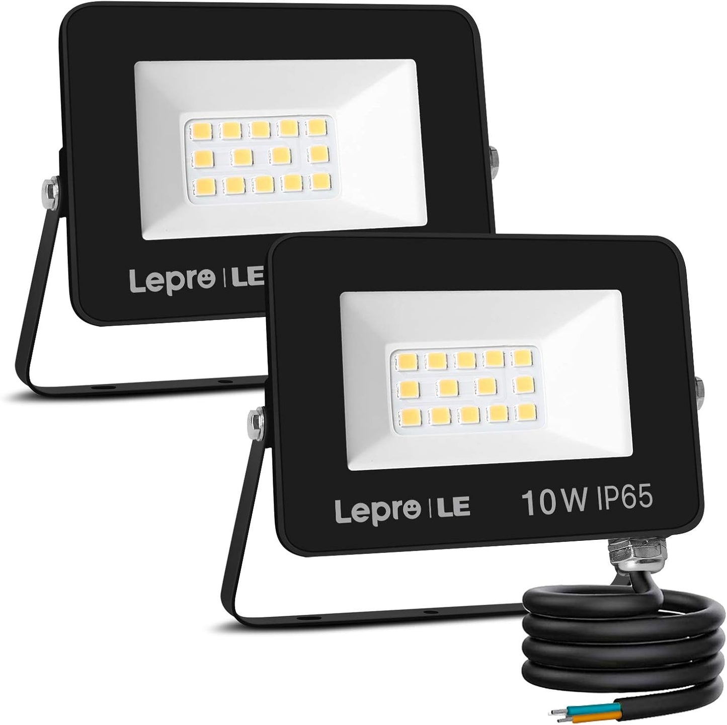 Lepro LED Strahler Außen 10W, LED Fluter 850LM, Superhell LED Außenstrahler, IP65 Wasserdicht LED Fluter, 5000K Kaltweiß Scheinwerfer Flutlicht, Außenlampe für Garten, Innenhöfe, Garage, Hotel, Sportplatz [Energieklasse F]
