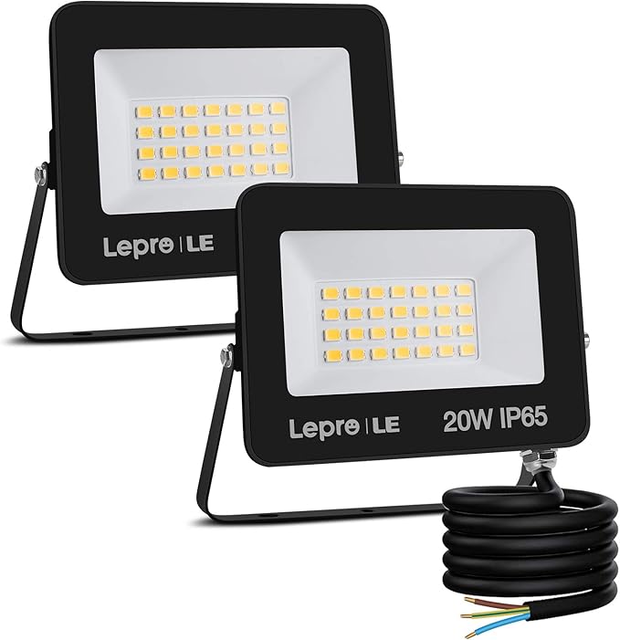 Lepro LED Strahler Außen 20W, LED Fluter  Superhell 1700LM, LED Außenstrahler 5000K Kaltweiß IP65 Wasserfest Aussenstrahler, Aussenlampe für Hinterhof, Auffahrt, Türen, Garage, Flur, Garten [Energieklasse F]
