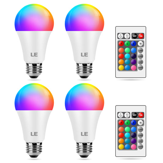 Lepro 9W E27 LED Lampe, Bluetooth APP-Steuerung Dimmbar RGBCW Birne, RGB & Warmwei?, 16 Farben, entspricht 60 W, 2700K bis Kaltwei? Kelvin LED Leuchtmittel, 4 St¨¹ck [Energieklasse F]