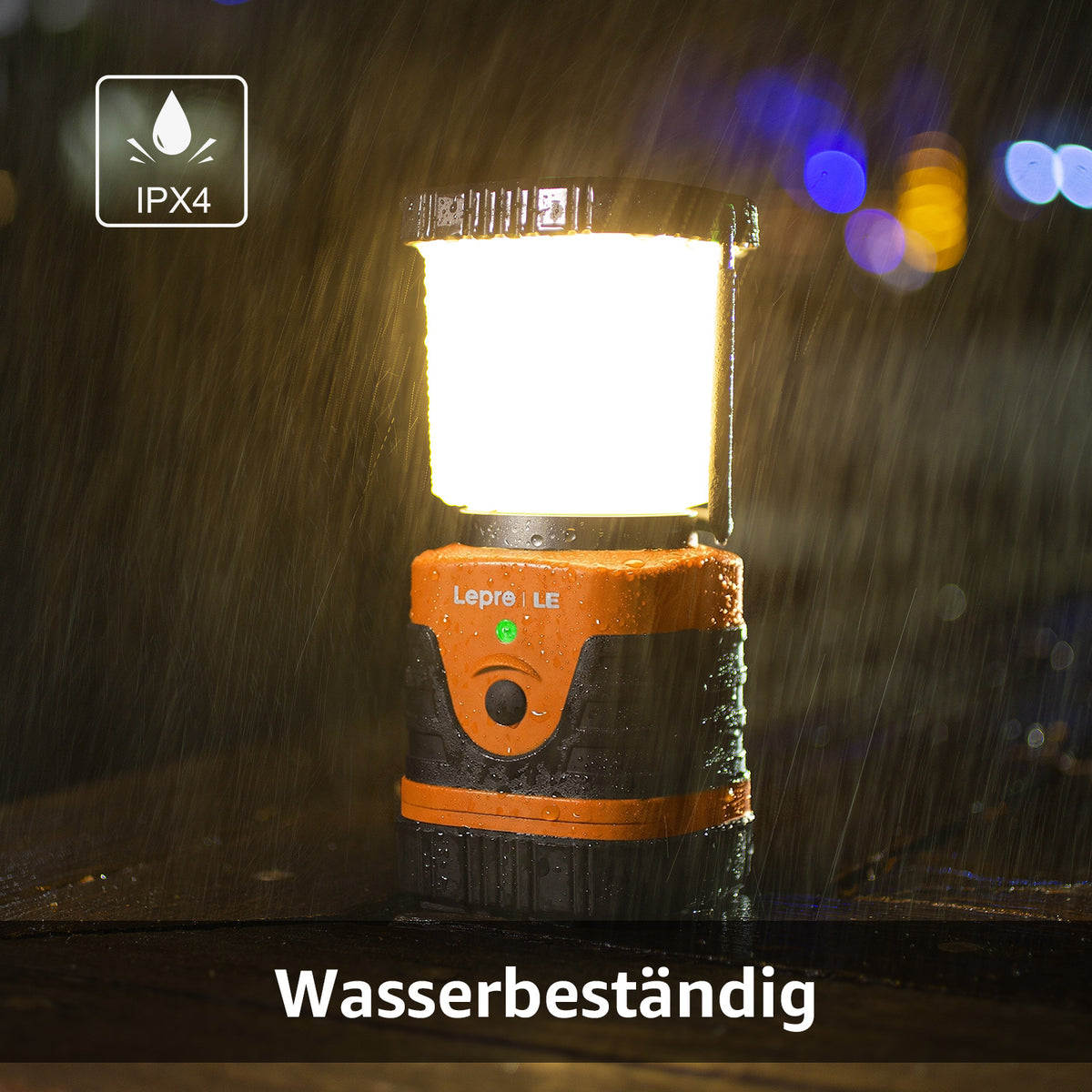 LE Campinglampe wiederaufladbare, 4 Helligkeiten Dimmbar Orange| Superhell Tragbar Suchscheinwerfer mit Bügel und Haken, Notfallleuchte für Stromausfällen, Wandern, Notfall, Ausfälle usw [Energieklasse A]