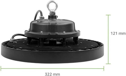 150W UFO LED Hallenstrahler, 140lm/W, IP65 & IK08, 4000K Neutralweiß, Entspricht 400W Halogen, Für Lager, Einzelhandel, Stadien, 5 Jahre Garantie