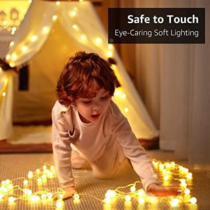 LE 50er LED Kugel Lichterkette 5M Warmweiss Dimmbar, Batteriebetrieben mit Fernbedienung, 8 Lichtmodi, Zeitschaltuhr und Merkfunktion, ideale für Innen, Hochzeit, Party Deko usw.mmer, Party Deko usw.