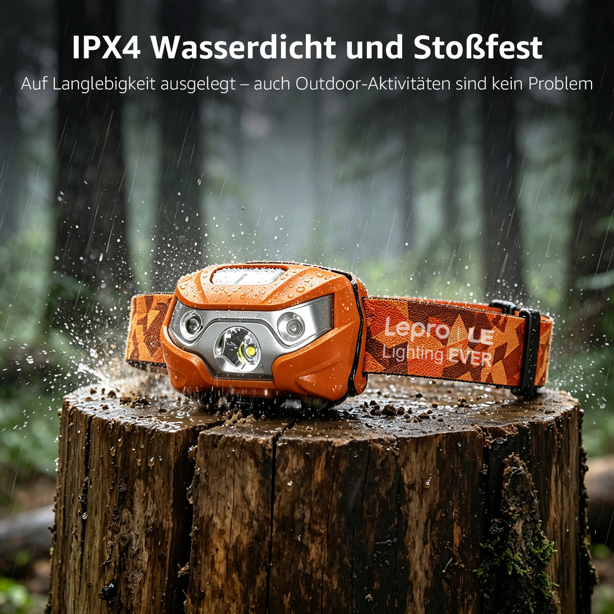 Lepro Stirnlampe LED Wiederaufladbar, USB C Kopflampe mit 5 Modi & Rotlicht [Energieklasse C]