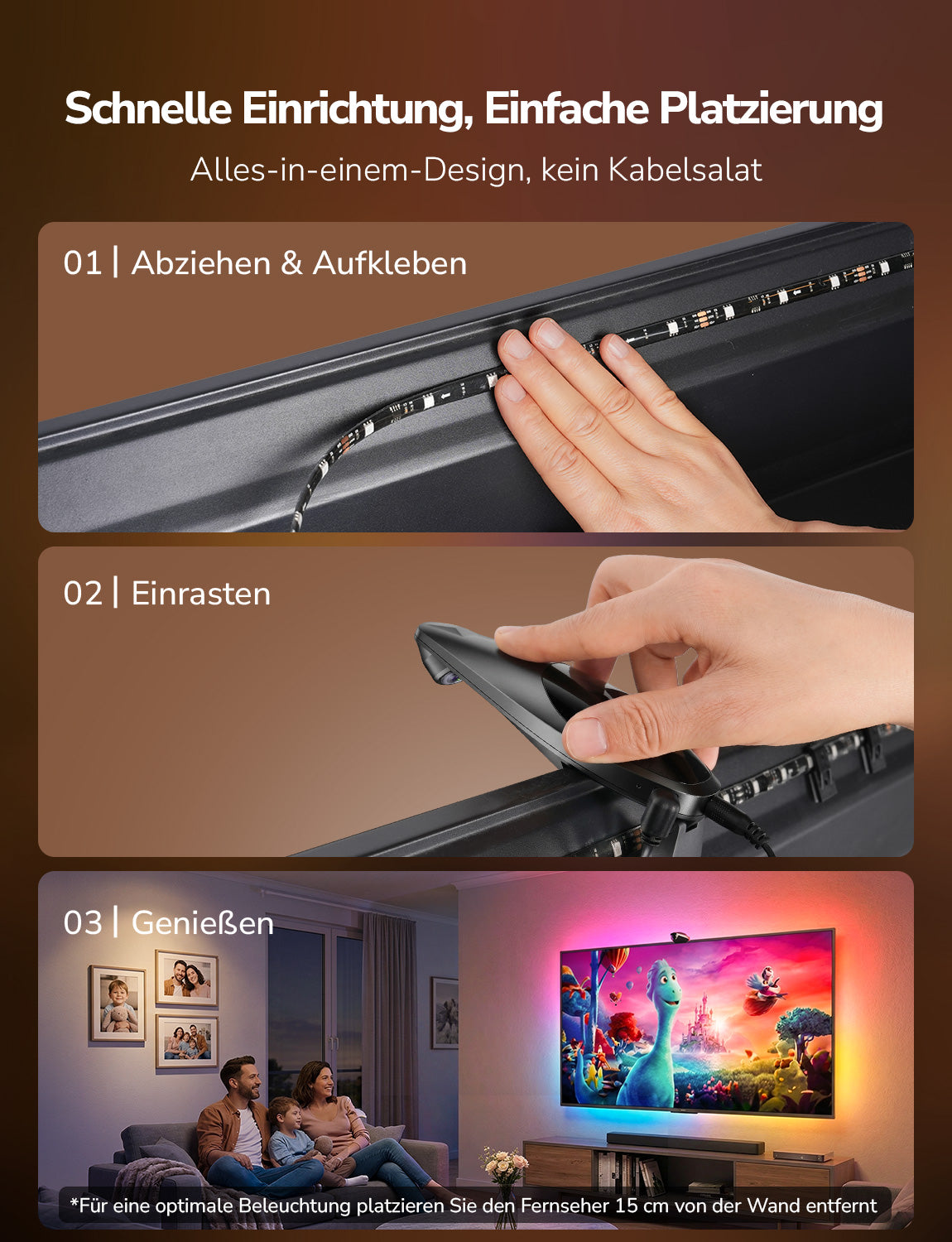 Lepro STV1 AI Smart TV Hintergrundbeleuchtung mit Kamera,LED Streifen für TVs, Geringe Latenz/Musiksynchronisation/Sprach und App-Steuerung RGBIC led Strip mit Ultraweitwinkelobjektiv