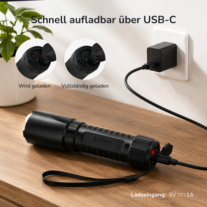 Lepro Taschenlampe LED Aufladbar, 5 Modi mit Speicherfunktion Mini Taschenlampe, Lange Akkulaufzeit, Taschenlampe Kinder IPX4 Wasserdicht für Camping, Outdoor-Aktivitäten und Notfälle [Energieklasse A++]