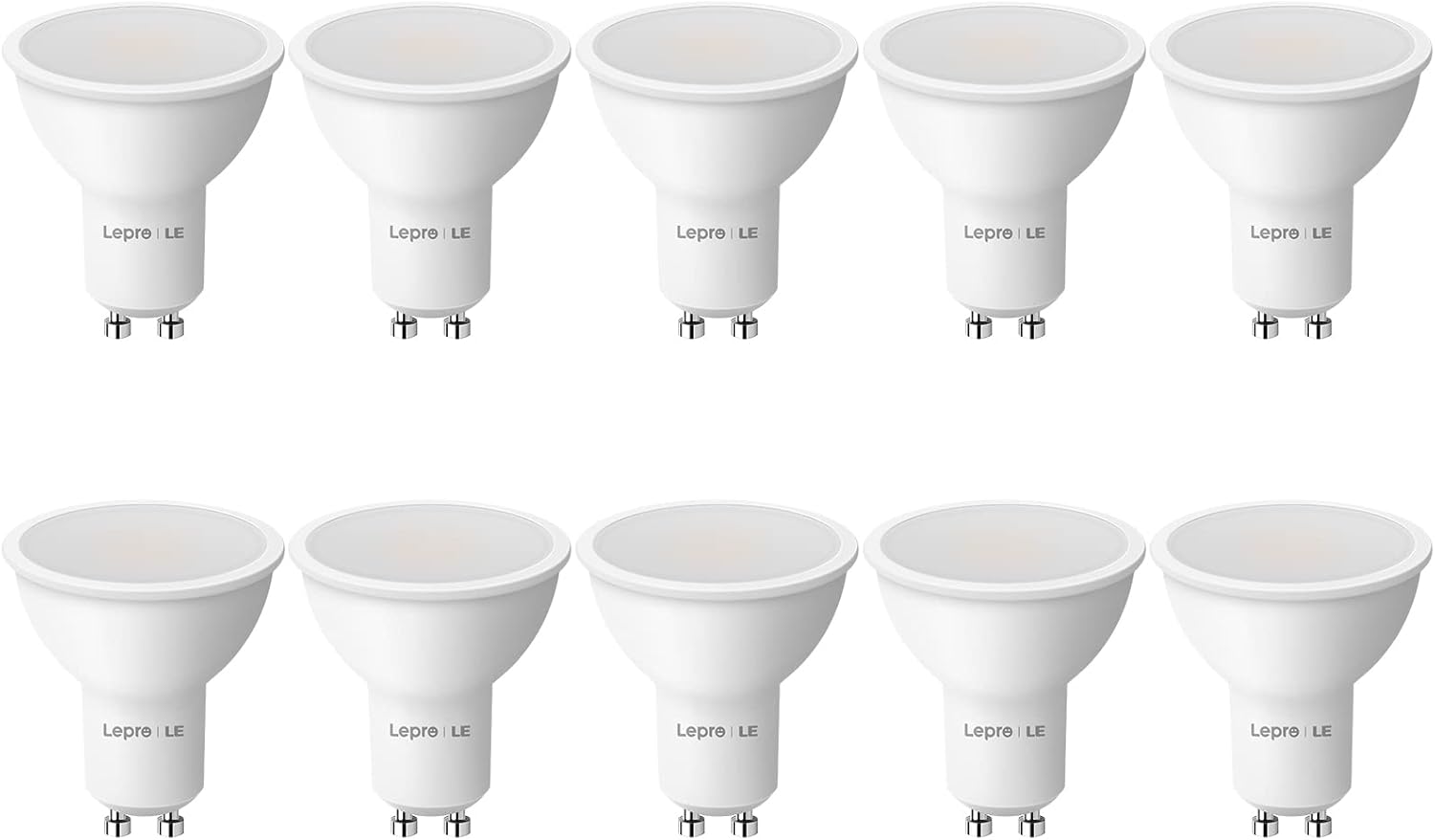 Lepro GU10 LED Warmweiss 4W Lampe, Ersetzt 50W Halogenlampen, 345 Lumen Leuchtmittel LED GU10 Warmweiss, 2700K Warmweiß, 100° Strahlwinkel Reflektorlampen, 10 Stück