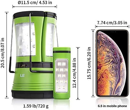 LE LED Campinglampe mit 2 abnehmbaren Taschenlampen, Batteriebetrieben & Akku Notfallleuchte, 600 Lumen Zeltlampe, Outdoor Suchscheinwerfer für Notfälle, Wandern, Angeln, Stromausfälle usw.