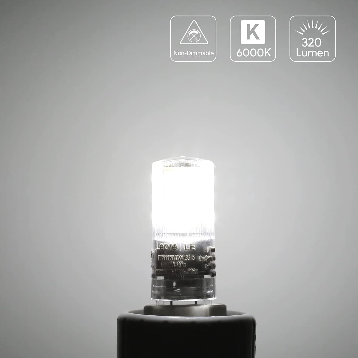 Lepro 2.6W G9 LED Lampe 320 Lumen, Kein Flackern, 6000k kaltweiß G9 LED Leuchtmittel Ersatz 30W G9 Halogenlampe, 300° Abstrahlwinkel, nicht dimmbar 5er Pack