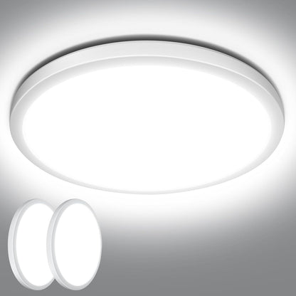 Lepro Deckenlampe 24W, IP44 Wasserfest Deckenleuchte，5000K 2400LM Badezimmer Lampe, Kaltweiß Deckenleuchte Badezimmer, ideal Badezimmerlampe Decke für Bad Schlafzimmer Wohnzimmer, Ø29.3cm, 2 Stücke