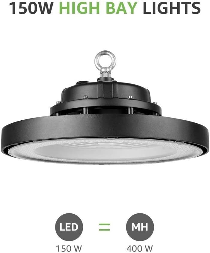 150W UFO LED Hallenstrahler, 140lm/W, IP65 & IK08, 4000K Neutralweiß, Entspricht 400W Halogen, Für Lager, Einzelhandel, Stadien, 5 Jahre Garantie
