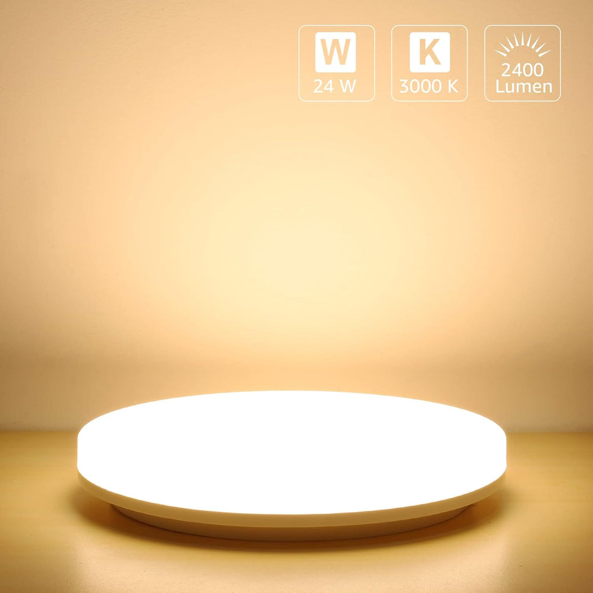 Lepro 24W Deckenlampe Ø28cm, IP54 Wasserfest Badezimmer Deckenlampe, 3000K LED Deckenleuchte 2400lm für Badezimmer Schlafzimmer Kinderzimmer Wohnzimmer Balkon Flur Küche, Warmweiß LED Lampen