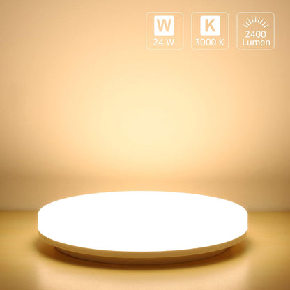 Lepro 24W Deckenlampe Ø28cm, IP54 Wasserfest Badezimmer Deckenlampe, 3000K LED Deckenleuchte 2400lm für Badezimmer Schlafzimmer Kinderzimmer Wohnzimmer Balkon Flur Küche, Warmweiß LED Lampen