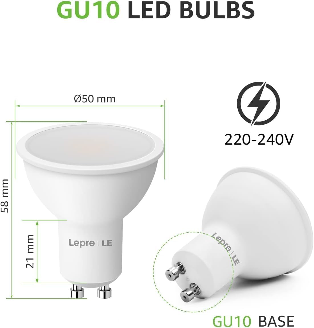 Lepro GU10 LED, 4W 345lm LED Leuchtmittle, 2700K warmweiß Lampen ersetzt 32W Halogenlampen, 100° Strahlwinkel Reflektorlampen, 5 Stück