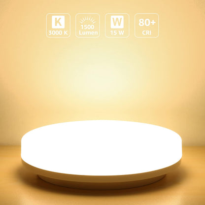Lepro LED Deckenlampe 15W, LED Deckenleuchte IP54 Wasserfest, 3000K 1500LM Badezimmer Lampe, Rund Badlampe Decke, ideal für Bad Schlafzimmer Flur Küche Wohnzimmer Balkon, Warmweiß, Ø22cm