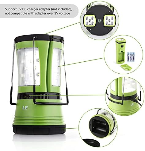 LE LED Campinglampe mit 2 abnehmbaren Taschenlampen, Batteriebetrieben & Akku Notfallleuchte, 600 Lumen Zeltlampe, Outdoor Suchscheinwerfer für Notfälle, Wandern, Angeln, Stromausfälle usw.