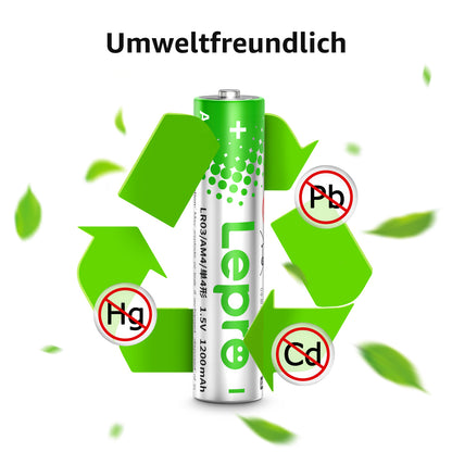 Lepro AAA Batterien, 12 Stück, Alkaline Batterie AAA mit 1.5V - Langlebig, Leistungsstark & Auslaufsicher, Ideal für Fernbedienungen, Spielzeug, Uhren, Taschenlampe UVM