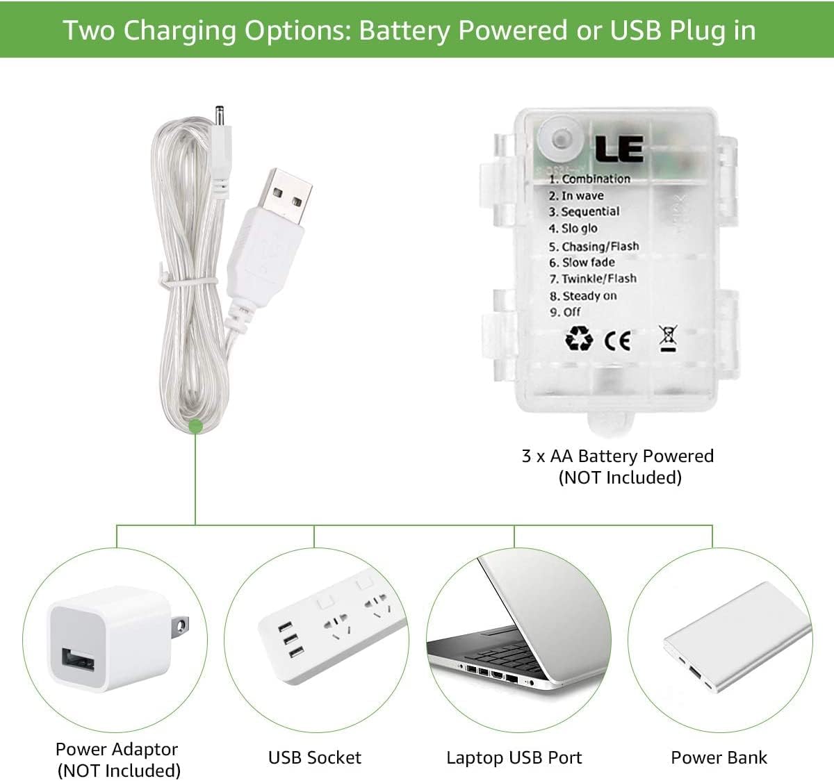 LE Lichtervorhang 3 * 3m, USB Lichterketten Vorhang 300 LEDs Warmwei?, 8 Modi Dimmbare Kupferdraht, Lichterkette Batterie f¨¹r Au?en Innen Deko Schlafzimmer, Partydekoration, Weihnachten, Hochzeit