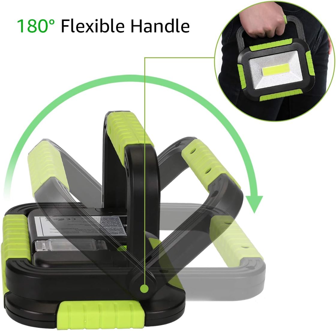 LE LED Akku Strahler, Campinglampe Tragbar, 10W 1000 Lumen Superhell Wiederaufladbare Suchscheinwerfer, Dimmbar Notfallleuchte mit 3 Lichtmodi für Stromausfällen, Camping usw.