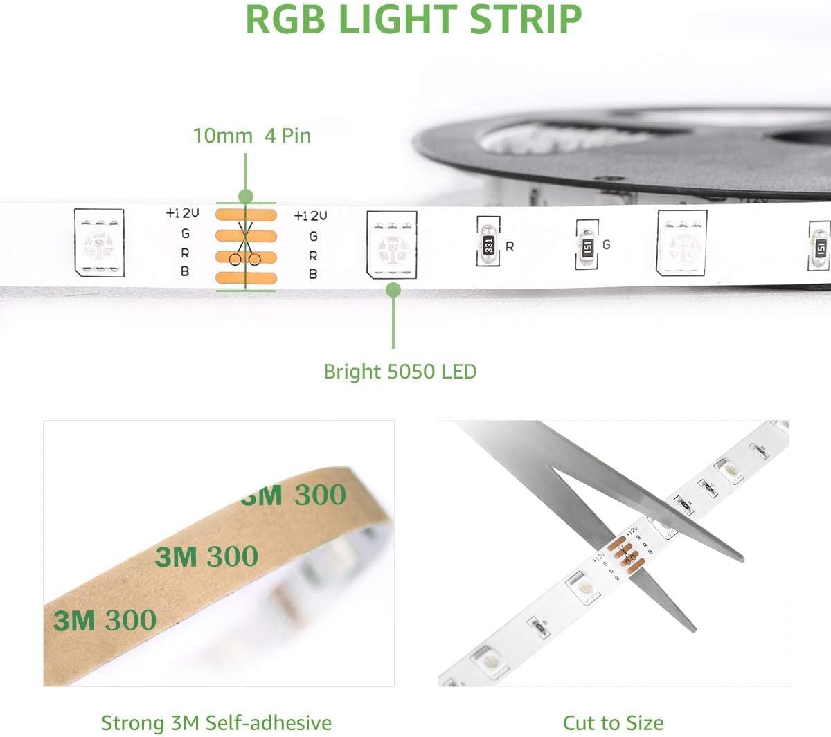 LE LED Strip 20M(2x10M), RGB LED Streifen Band, 5050 SMD 600 LEDs Stripes, 12V, Selbstklebend Lichtband mit 44 Tasten Fernbedienung, Flexibel LED Leiste, LED Lichterkette IP20 f¨¹r Haus,Party,Bar,TV