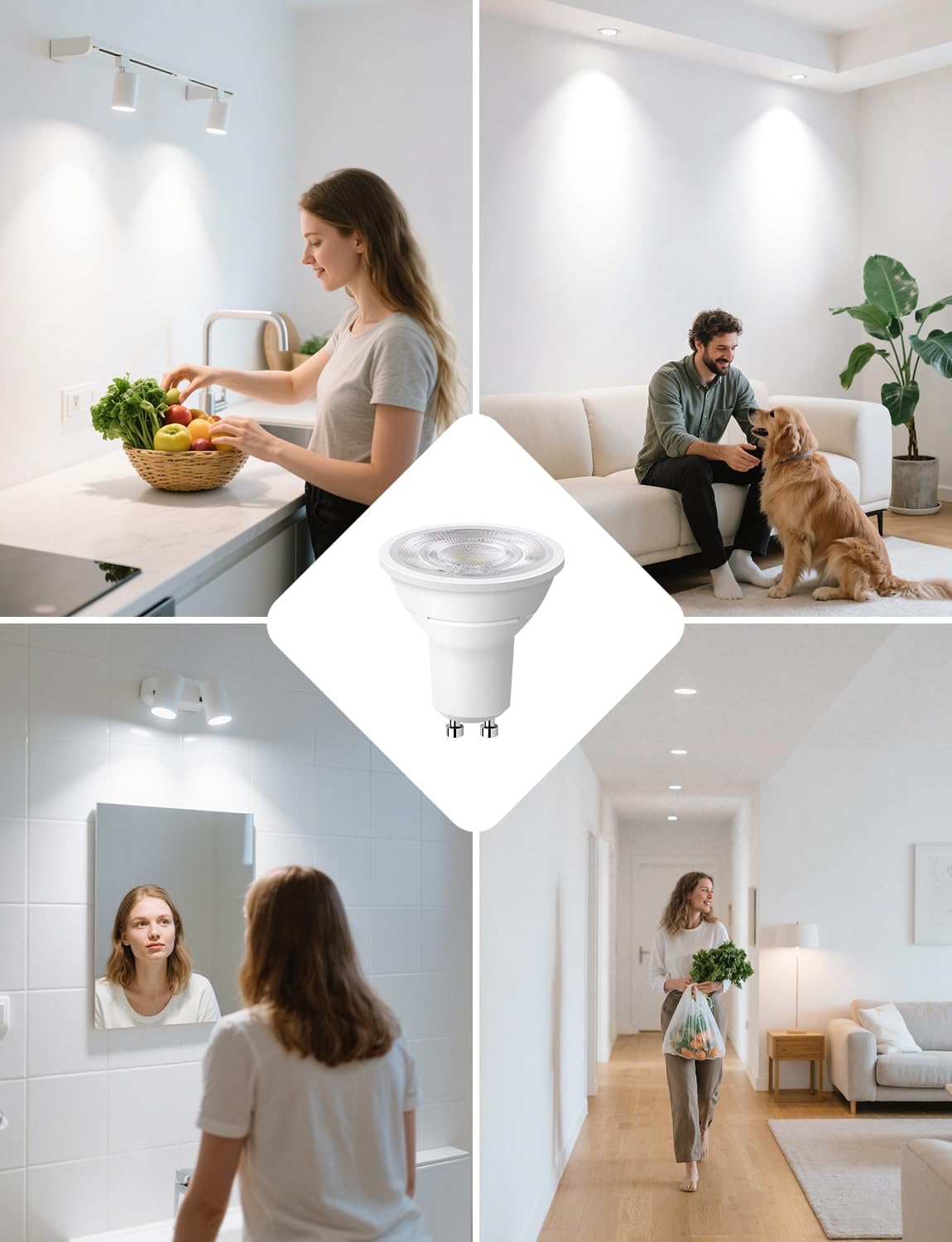 Lepro GU10 LED Neutralweiß 2W Lampe, 4000K, 360 Lumen, 38° Abstrahlwinkel, Nicht dimmbar Reflektorlampe, Energiesparendes GU10 LED Leuchtmittel für Wohnzimmer, Küche, Schlafzimmer, 2 Stück