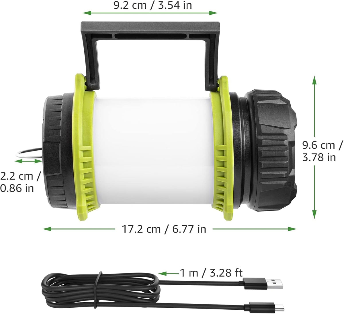 LE LED Handscheinwerfer, Dimmbare Campinglampe, Wiederaufladbare Superhell 500lm CREE LED Handlampe, mit Warnlicht, Geeignet für Camping, Angeln, Abenteuer, Wandern, Notfall usw.