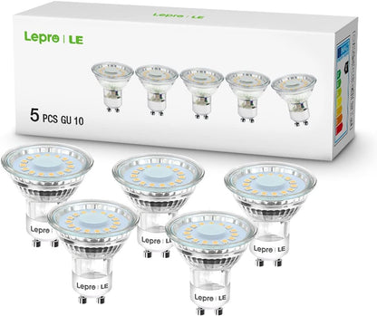 Lepro GU10 LED Lampe, 4W 325 Lumen LED Leuchtmittel, 5000 Kelvin Tageslichtweiß, 110 Grad Abstrahlwinkel Reflektorlampe, 5 Stück