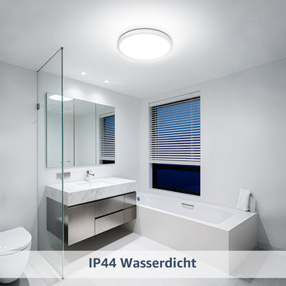 Lepro Deckenlampe 18W, IP44 Wasserfest Deckenleuchte，3000K 1800LM Badezimmer Lampe, Warmweiß Deckenleuchte Badezimmer, ideal Badezimmerlampe Decke für Bad Schlafzimmer Flur Küche Wohnzimmer, Ø22cm