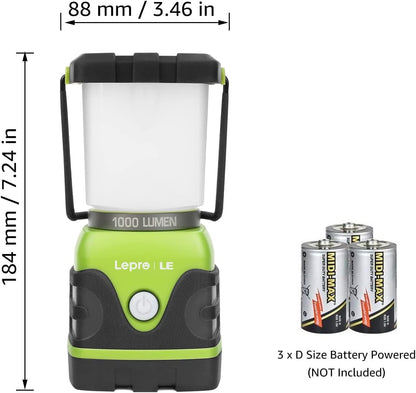 LE LED Campinglampe, Ultra Hell 1000 Lumen, 4 Leuchtmodi Dimmbar Suchscheinwerfer, Batteriebetrieben Notfallleuchte für Stromausfällen, Wandern, Notfall, Ausfälle und so weiter, 2 Stück