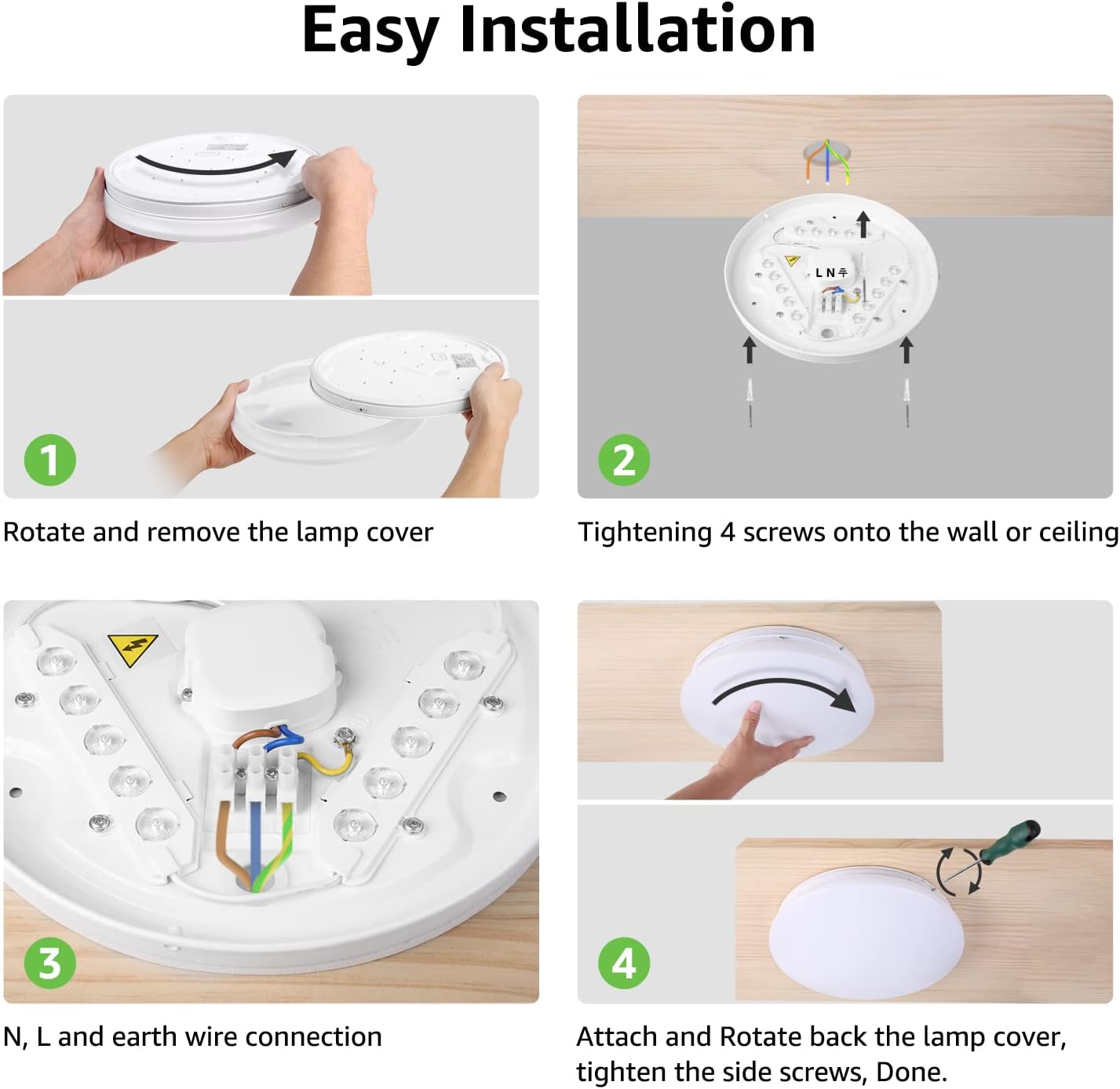 Lepro Deckenlampe 12W, LED Deckenleuchte Bad 950LM Ø26cm 5000K für Badezimmer Flur Küche Wohnzimmer Schlafzimmer Balkon Licht, Rund Kaltweiß Badezimmerlampe, LED Panel Flach Lampe, IP20 Badlampe