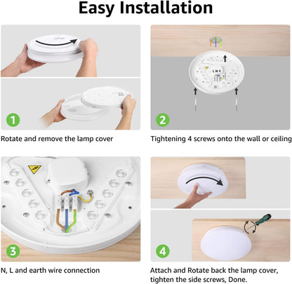 Lepro Deckenlampe 12W, LED Deckenleuchte Bad 950LM Ø26cm 5000K für Badezimmer Flur Küche Wohnzimmer Schlafzimmer Balkon Licht, Rund Kaltweiß Badezimmerlampe, LED Panel Flach Lampe, IP20 Badlampe