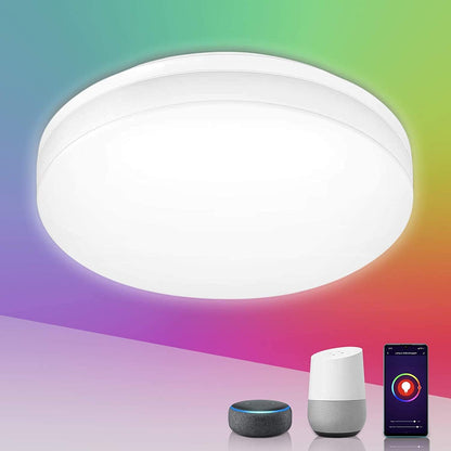 Lepro 15W RGB LED Deckenleuchte Dimmbar, 1250LM 2700K-Kaltweiß IP54 Alexa Deckenlampe Smart Wifi, Kompatibel mit Alexa, App, Google Home für Kinderzimmer, Schlafzimmer, Wohnzimmer φ22[Energieklasse G]