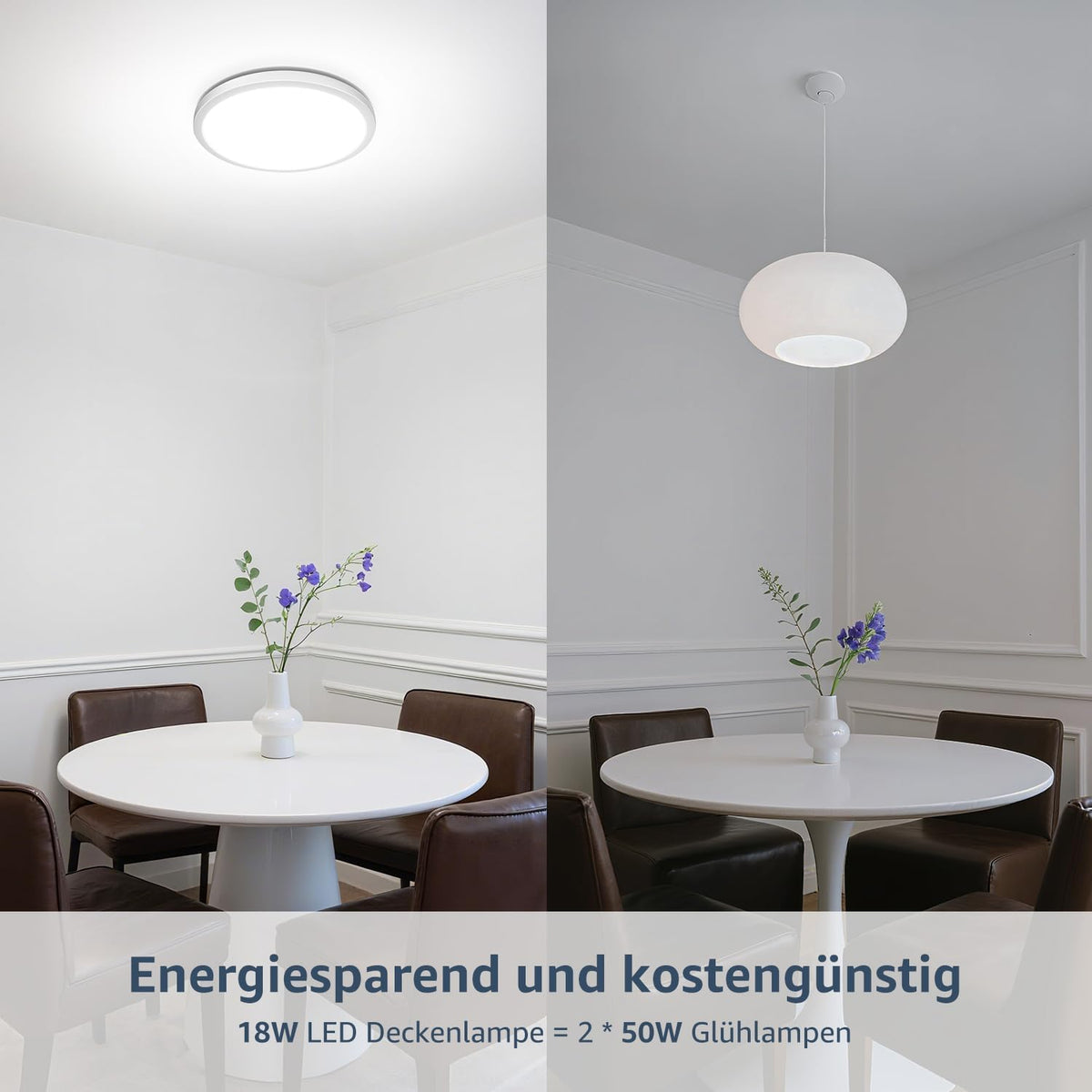 Lepro Deckenlampe 18W, IP44 Wasserfest Deckenleuchte，3000K 1800LM Badezimmer Lampe, Warmweiß Deckenleuchte Badezimmer, ideal Badezimmerlampe Decke für Bad Schlafzimmer Flur Küche Wohnzimmer, Ø22cm
