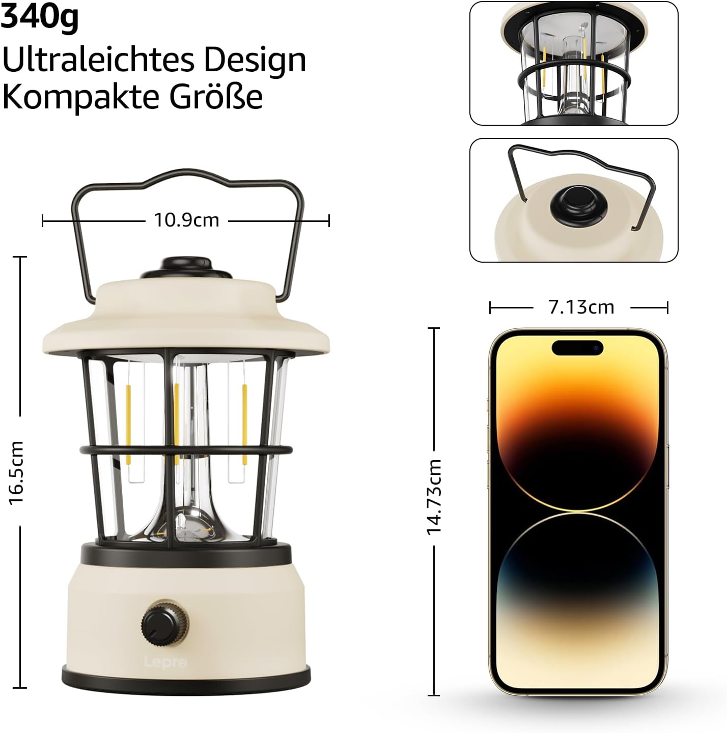 Lepro USB LED Campinglampe Weiß