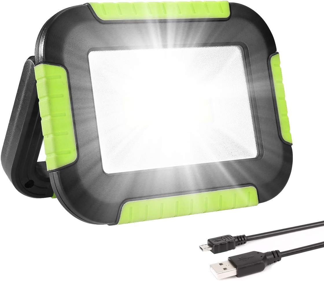 LE LED Akku Strahler, Campinglampe Tragbar, 10W 1000 Lumen Superhell Wiederaufladbare Suchscheinwerfer, Dimmbar Notfallleuchte mit 3 Lichtmodi für Stromausfällen, Camping usw.
