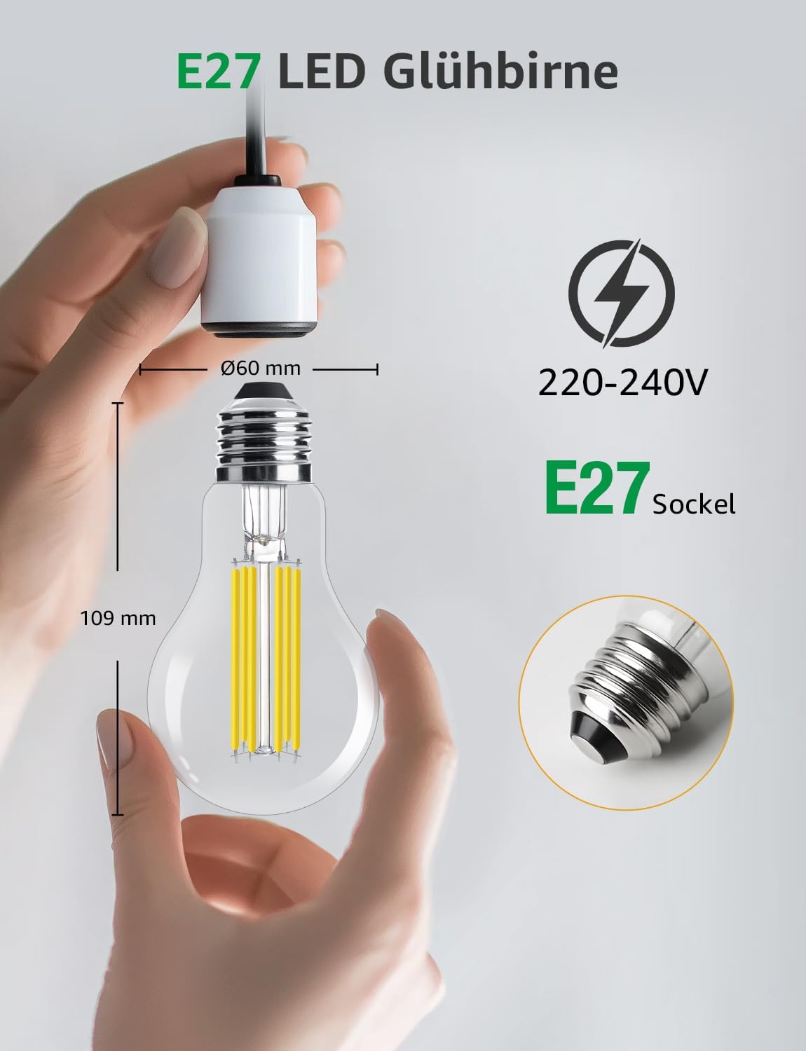 Lepro Energieklasse A E27 LED Warmweiss, 7.2W 1521 Lumen Glühbirne E27, Nicht Dimmbar, A60 Led Birne, 2700 Kelvin Warmweiß, 300° Abstrahlwinkel Energiesparlampe, ersetzt 100W Leuchtmittel, 1 Stück