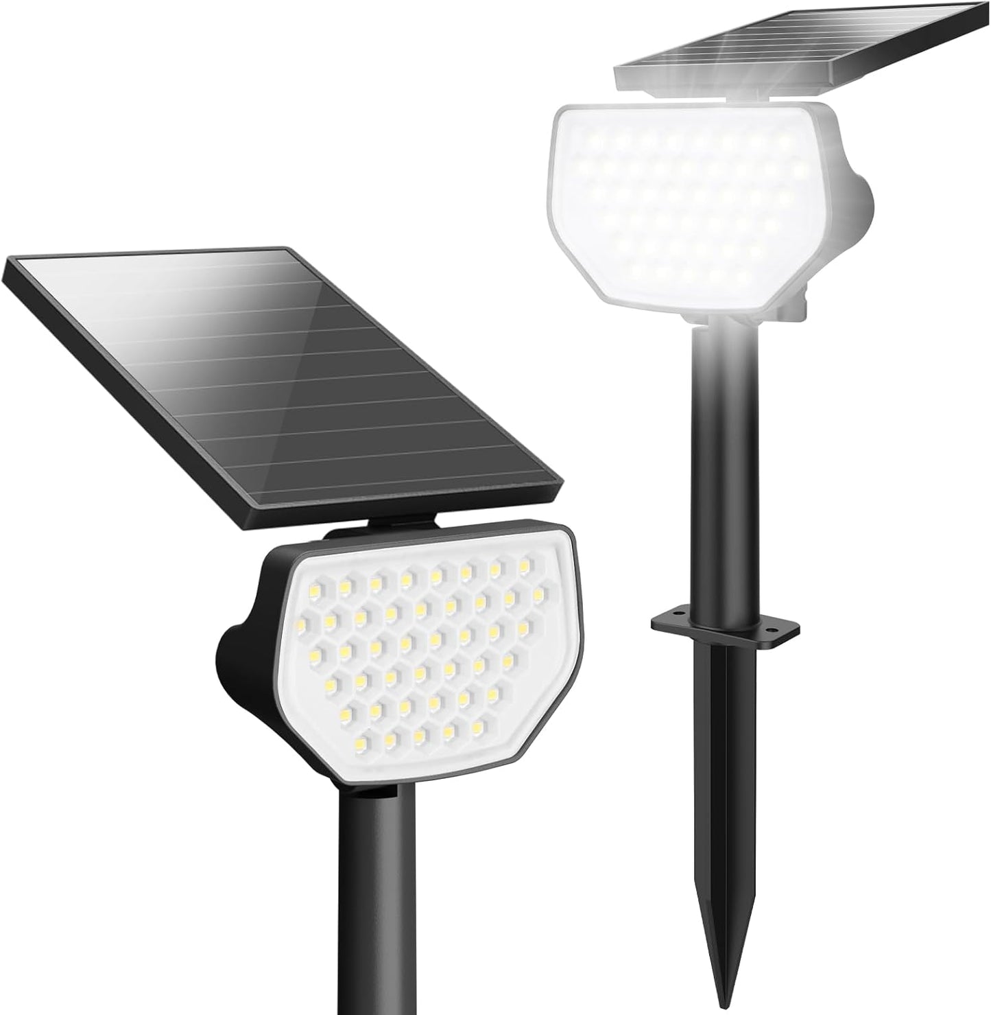 Lepro Solarlampen für Außen Garten, IP65 Solar Gartenleuchten mit Drehbaren Solar Panel, 2-in-1 Solarleuchten mit 2 Beleuchtungsmodi, 43LED Solar Strahler Wegeleuchten Aussen, 2 Stück, Kaltweiß
